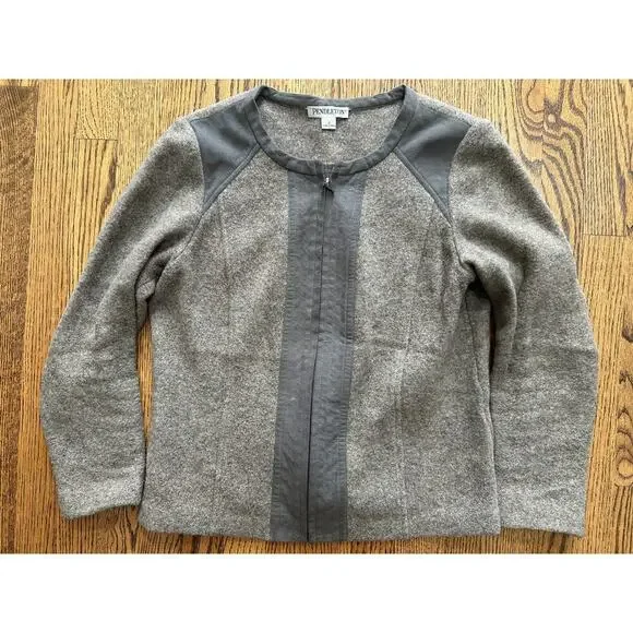 Pendleton Women’s Wool Zip Jacket Blazer Gray Coat Small Classic Workwear - Picture 8 of 9